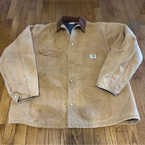 Vintage 90s USA Made Carhartt CO1 BRN Blanket Lined Canvas Chore Coat Sz XL- 2X